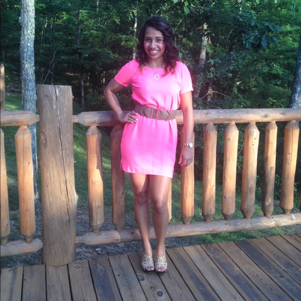 Hot pink short sleeve dress